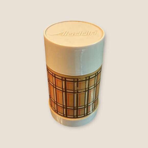 Vintage Aladdin Plaid Thermos 7" Tall Plastic Insulated Drink Container With Sto - Picture 2 of 6